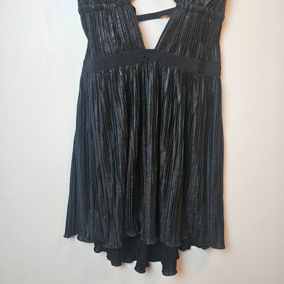 Dannijo All Over Pleated Noir Plunge Neck Mini Dress, USA Made, Med, NWT - Picture 5 of 9